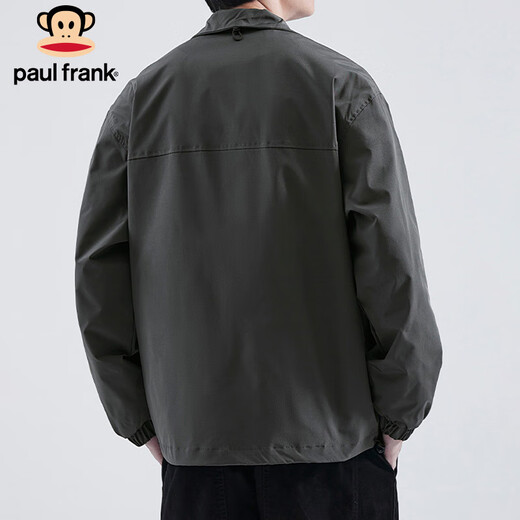 Paul Frank Jacket Men's Spring and Autumn Casual Retro Workwear Jacket Men's Loose Top Windproof Men's Gray Green L