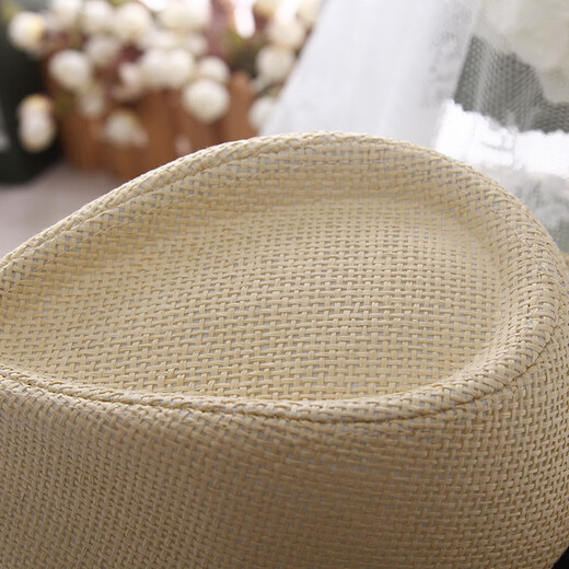 咖咪龙（KAMILONG）男女爵士帽舞台表演逛街休闲小礼帽夏季法式礼帽防晒潮草帽子 米黄 M（56-58cm）