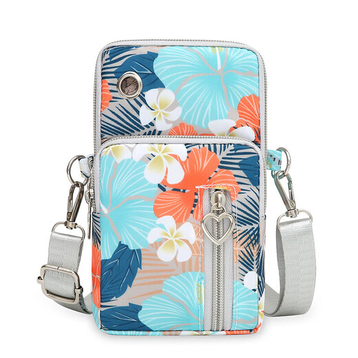 Mobile Phone Bag Women's Crossbody Mini Small Bag Arm Bag Summer Cloth Mobile Phone Bag Vertical Hanging Neck Portable Wrist Coin Purse Tropical Style