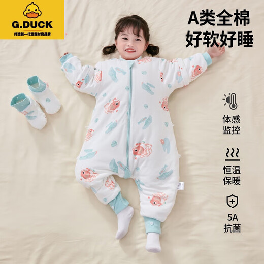 G.DUCKKIDS Baby Sleeping Bag Spring and Autumn Children's Anti-Kick Quilt Baby Winter Class A Detachable Sleeves and Split Legs Newborn Sleeping Bag Constant Temperature 1 Temperature Sense Display-Medium Thick Constant Temperature Cotton No Footmuffs 80M Recommended for 0-1.5 years old, 55-85cm