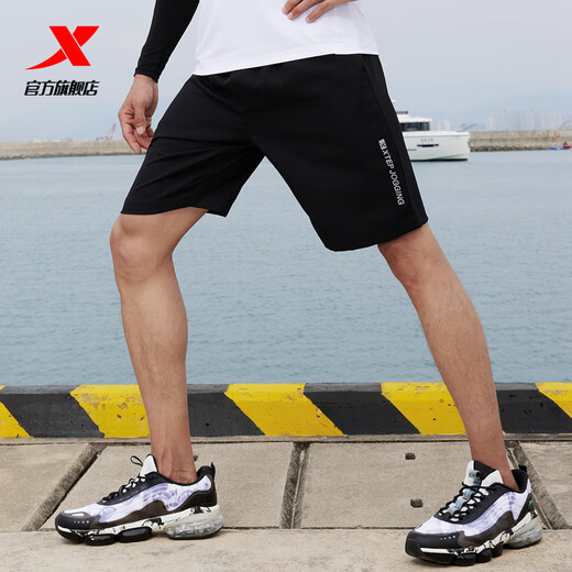 Xtep shorts men's shorts summer wear new loose sports pants breathable quick-drying pants running fitness men's pants black-0140 L