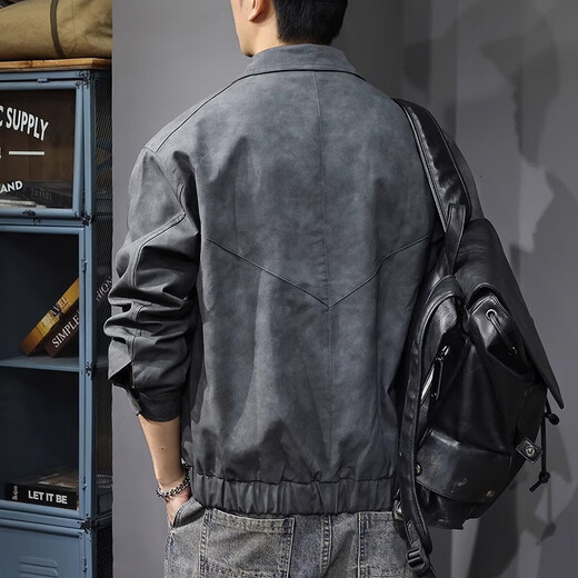 JEEP SPIRIT jacket men's autumn and winter Maillard retro leather jacket men's new American casual handsome pilot leather men's coffee color XL suitable weight 145-165Jin Jin equals 0.5 kg