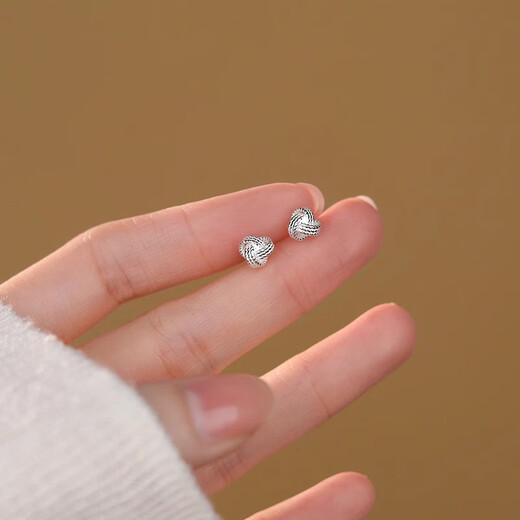 Core luxury sterling silver S999 pure silver Ruyi Concentric Knot Earrings Women's Ear Support Anti-fall Earrings 2025 New Ear Bone Jewelry Concentric Knot Earrings Straight Needle + Screw Ear Plug Pair