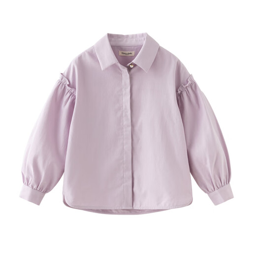 DAVE&BELLA new spring pure cotton girls' shirts, medium and large children's long-sleeved shirts, stylish children's tops, little girl's clothes, gray purple, in stock, 160 cm (recommended height 150-160cm)