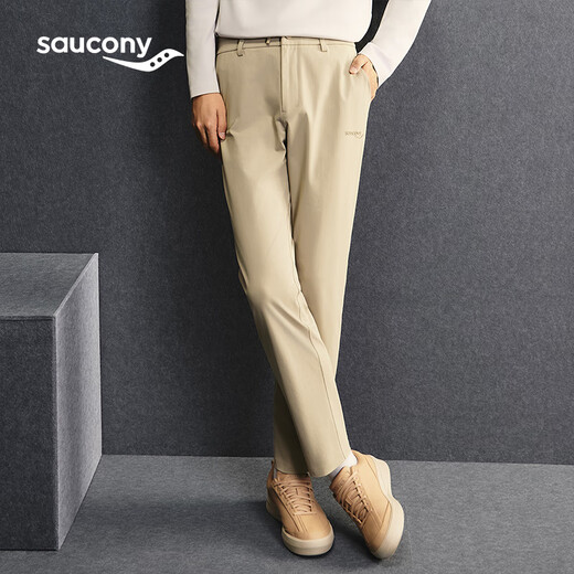 SAUCONY knitted trousers for men, anti-wrinkle, elastic, loose, sporty and comfortable, daily commuting, business casual sports pants, Titan Khaki XL