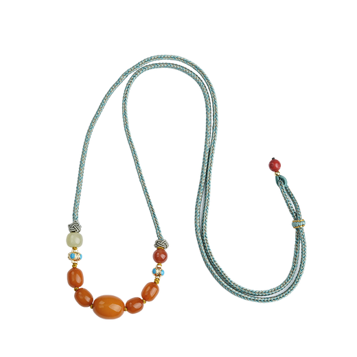 Potala Palace Beeswax and Tian Jade Necklace for Men and Women, Sichuan Material, Southern Red Cinnabar, Tibetan Pendant, Versatile and High-end