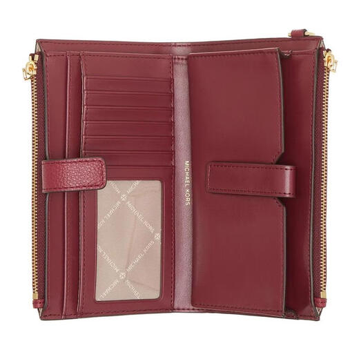 MICHAEL KORSMK red leather suede women's clutch three-compartment metal buckle casual wallet gift for girlfriend Rot