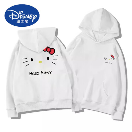 Disney (Disney) children's clothing girls cartoon Hello Kitty print hooded sweatshirt medium and large children junior high school students autumn and winter super nice top white gray sweatshirt spring and autumn regular style 160 cm