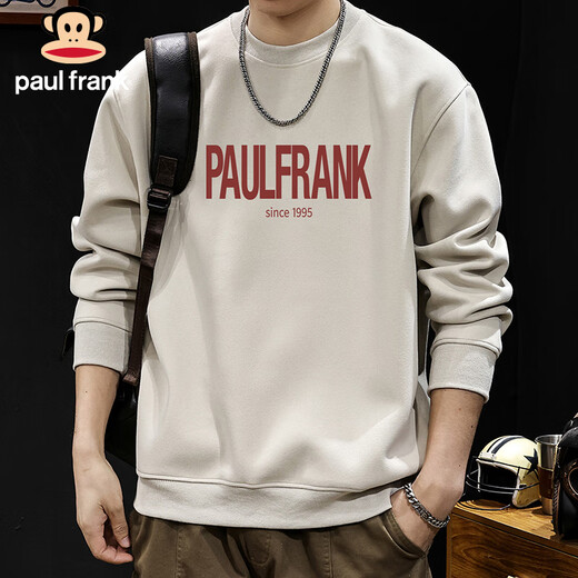 Paul Frank sweatshirt men's autumn and winter heavyweight American print jacket men's casual long-sleeved T-shirt men's apricot XL