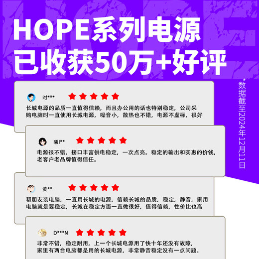 600-W-Computer-Netzteil HOPE-7000DS mit Great-Wall-Bewertung (zwei 8-polige/75 cm lange Kabel/breit/temperaturgesteuerter Lüfter/unabhängiger Schalter)