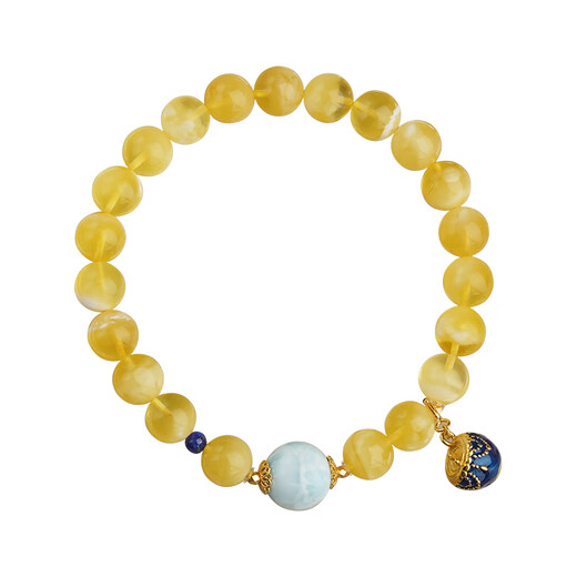 Potala Palace beeswax sea grain stone bracelet 925 silver treasure bowl pendant single circle amber bracelet for men and women as a birthday gift for girlfriend