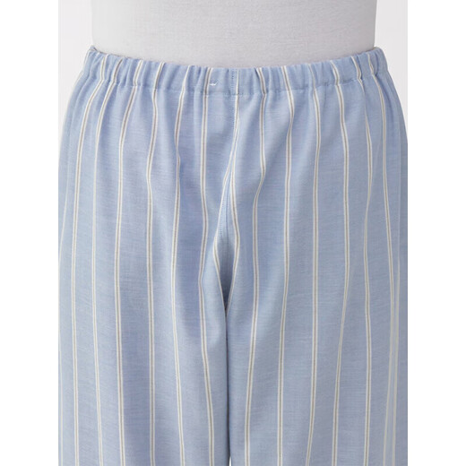 MUJI men's side seamless double layer gauze pajamas home clothes Saxony blue stripes 5A L