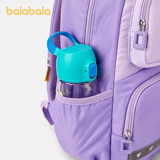 巴拉巴拉儿童书包男女童双肩包护脊减负舒适撞色字母绣花时尚学院 紫色调00377 130cm