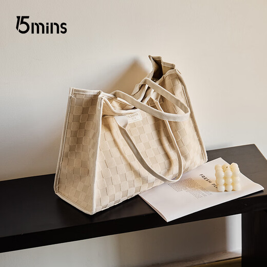 15MINS large-capacity bag for women, simple commuter shoulder tote bag, canvas bag, high-end brand birthday gift for girlfriend