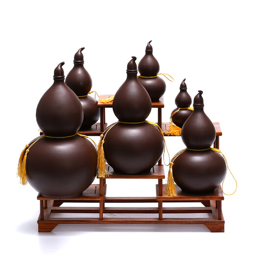 Fat Donglai same quality gourd jug ceramic wine bottle purple sand wine jar gourd bottle high-end wineware sealed household 3Jin Jin equals 0.5 kg purple sand gourd
