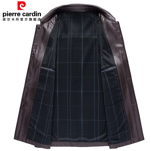 Pierre Cardin leather jacket men's spring and autumn business casual lapel leather jacket middle-aged men's dad's jacket tops for men