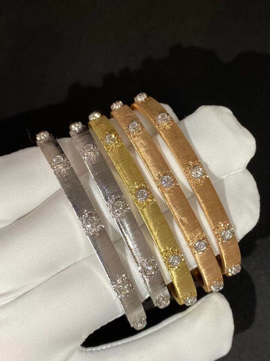 Weici 18k gold inlaid stone classic Macri brushed bracelet, retro brushed craftsmanship, Chinese style bracelet