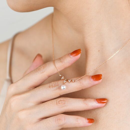 Excellent Japanese akoya sea water goddess 18K rose gold crown single necklace pendant for women 18K rose gold necklace/flower bead grade/spot 5.5-6mm