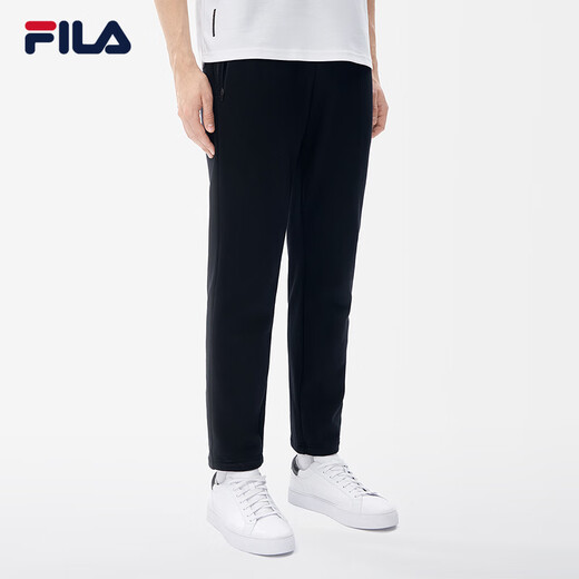 FILA official men's knitted trousers 2025 fashionable casual business commuting velvet casual pants