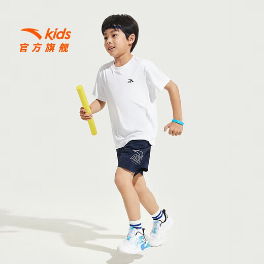 Anta children's T-shirts for boys and girls 2025 summer new style quick-drying breathable comfortable cool solid color short-sleeved t pure white-1 110