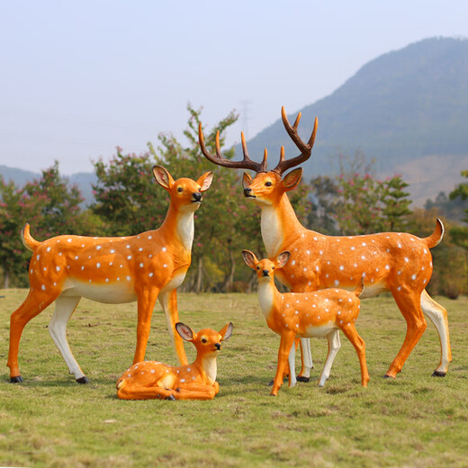 Fuyayi simulated sika deer sculpture ornaments outdoor garden courtyard lawn landscape sketch fiberglass elk animal model No. 3 deer pair