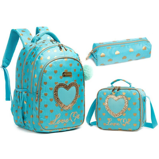 Danfimy cute cartoon elementary school student schoolbag 17-inch backpack three-piece set burden reduction backpack men and women children meal bag 12807-3 silver love