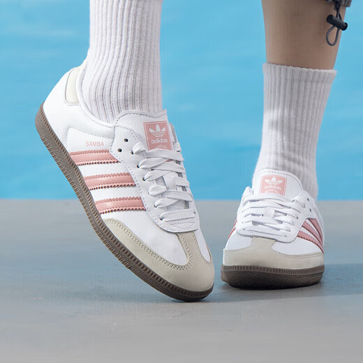 阿迪达斯（adidas）休闲鞋女鞋2025年秋季新款三叶草运动鞋samba德训鞋低帮板鞋 JI2677白/奇迹紫粉/汉玉白 20 36 (2MM)