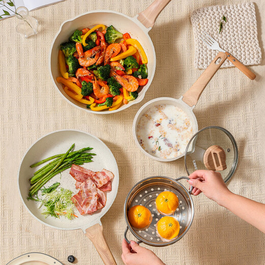 Carrot pot set non-stick pot medical stone full set household electric burning universal kitchen utensils three-piece set frying pan wok