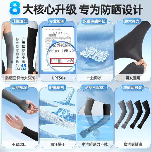 Pull-back Ice Sleeves Men's Sun Protection Sleeves Women's Summer UV Protection Sleeves Thin Loose Arm Guards Sun Protection Sleeves Unisex Black
