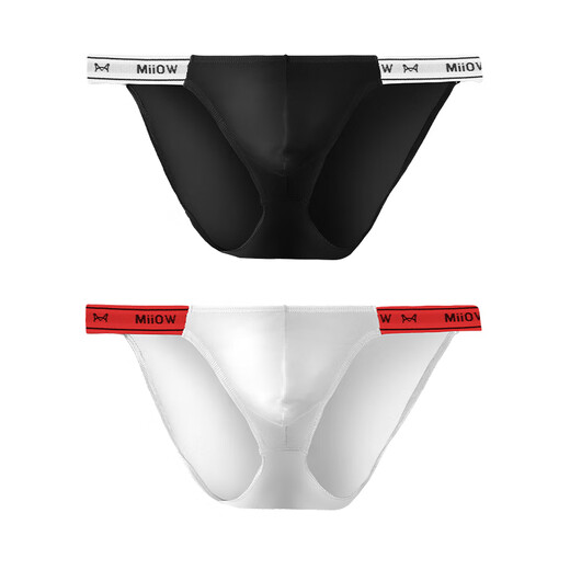 Catman MIIOW high-square briefs men's underwear 2025 new ice silk sexy pure and scarless thin strap thong red white + black 2XL