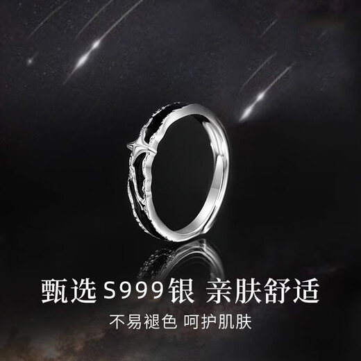 TULM 999 sterling silver lone star ring for boys niche single tail ring self-discipline ring high-end birthday gift for boyfriend R0666 night lone star ring