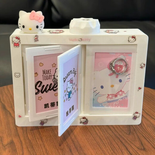 Xiaohongshu's same style Polaroid KT flipping photo album three-dimensional rotating photo frame display stand couple photo storage three-inch white rotating photo album + KT cat accessories + stickers only the above can hold 12-24 photos