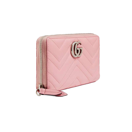 Gucci (GUCCI) Spring Festival gift GGMarmont quilted long wallet women's bag DTD1P 5815 pink silver G purchasing agent