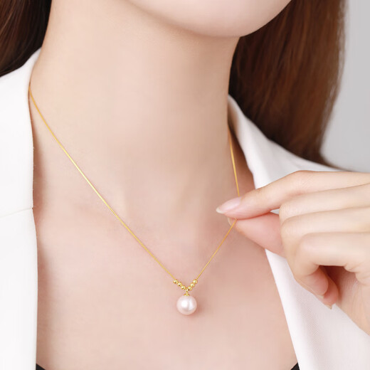 Zokai yellow 18K gold pendant pearl necklace simple versatile necklace birthday gift C01771
