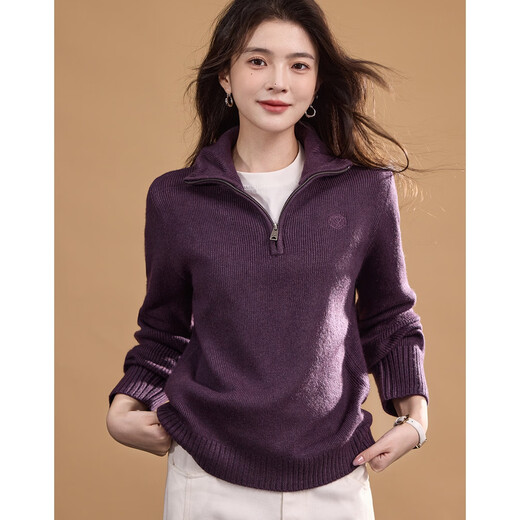 Demana Enjoy the softness and warmth at this moment Winter half-zip stand-up sweater embroidered temperament petite sweater women's top