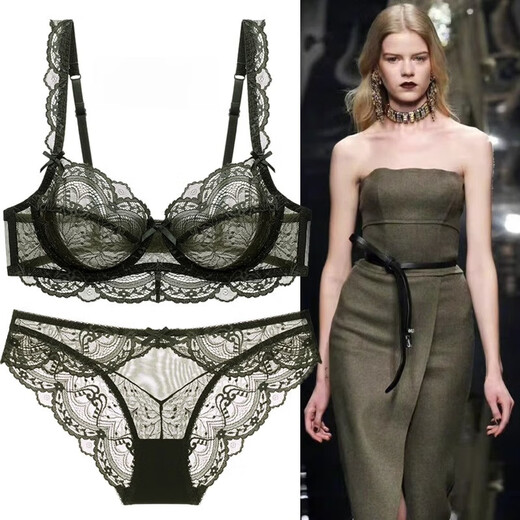 Dudant Luxury International Brand Feminine Lace Underwear Breathable and Comfortable Sponge-Free Four Seasons Bra Set Big Breasts Make Smaller Burgundy M 34/75B with Panties