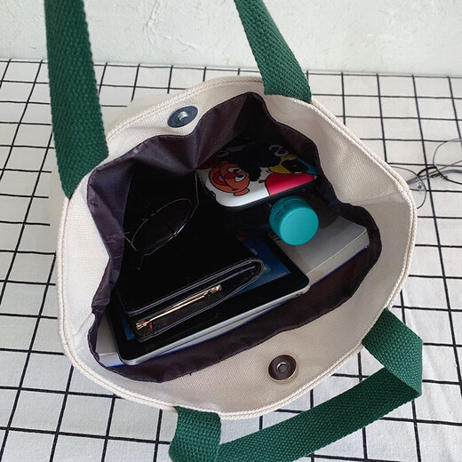 Fashionable canvas small handbag Korean style casual bag coffee lunch bag hand bag versatile women's bag with rice bag black