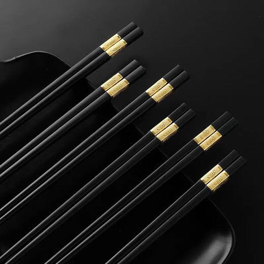 Jinwanfu Alloy Chopsticks Non-slip Male Chopsticks Not Easily Mildew High Temperature Resistant Canteen Hotel Household Tableware Jinfu Chopsticks 24cm*10 Pairs