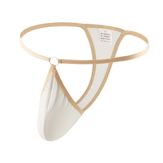 Summer new style hoop men's underwear thong solid color ice silk thread underwear men's breathable thong underwear for men white M2 feet-2 feet 2