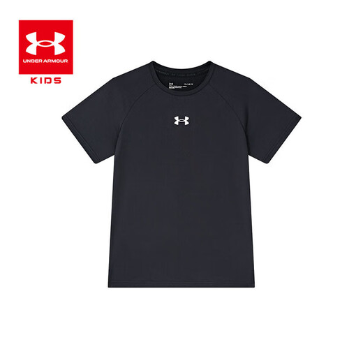 Under Armor children's short-sleeved children's clothing T-shirt summer cool quick-drying clothes boys breathable comfortable casual top black 170