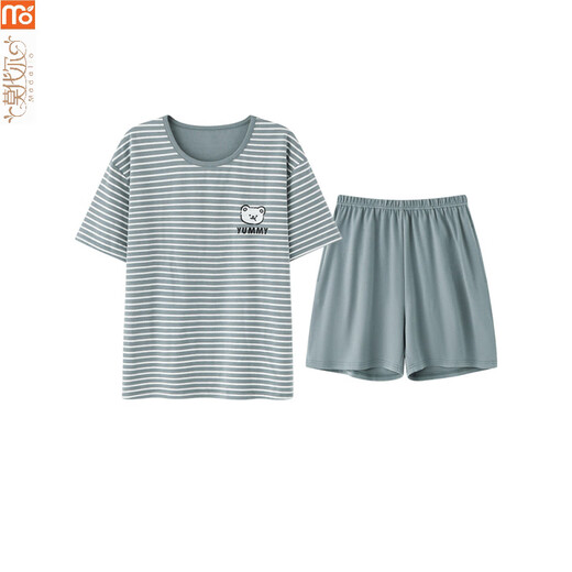 Modal pajamas for women in summer 2025 new short-sleeved striped suit for wearing cartoon Korean style home clothes Y9858 M 75-95Jin [Jin equals 0.5 kg]