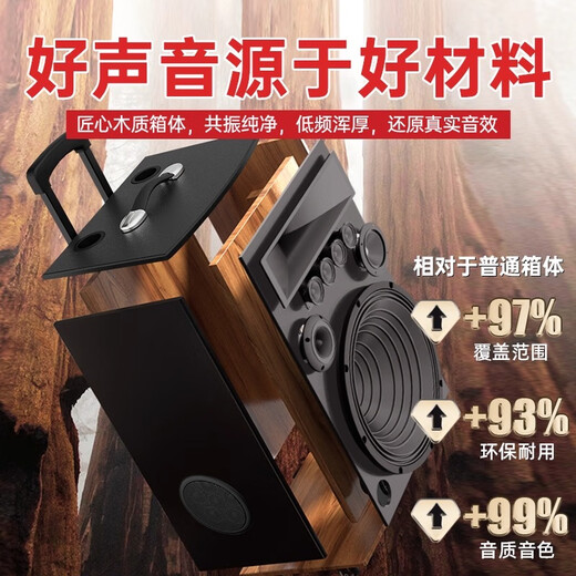 NINTAUS Square Dance Audio Outdoor K Song and Dance Performance Trolley Mobile Bluetooth Speaker Store Dedicated Large Volume Deluxe Edition Dual 15-inch 2 Microphones + Coverage 3500 Square Meters