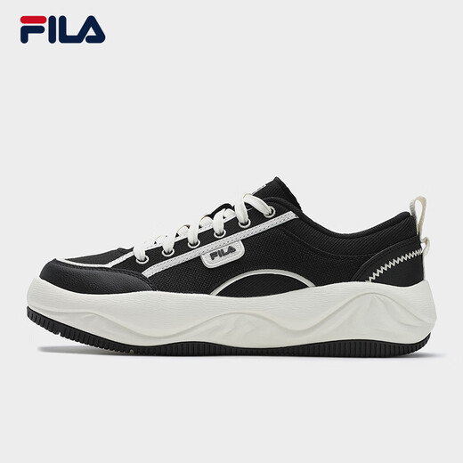 FILA official men's shoes COOKIES retro canvas shoes 2025 summer new cookie shoes fashion casual shoes black/milk white-BG 43
