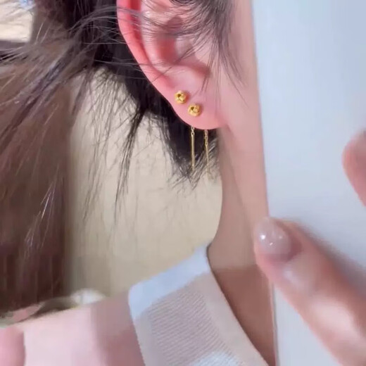 KZD Old Phoenix Simple Ruyi Ear Wire Spring and Summer Niche Light Luxury Texture Versatile Exquisite Sweet Ear Pair of Golden Ruyi Knot Ear Wire