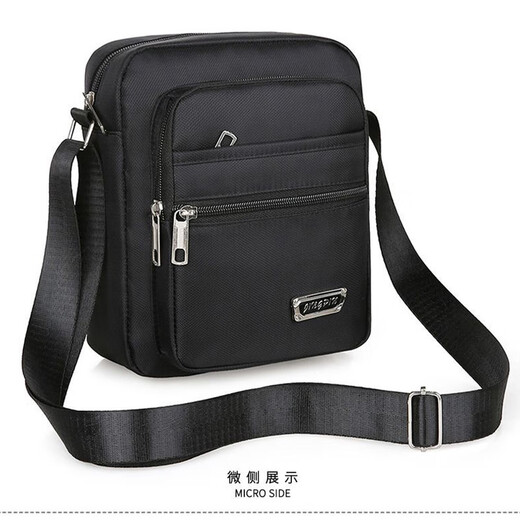 LeCali Oxford cloth shoulder bag six-layer zipper tool bag men's crossbody bag casual backpack small bag business briefcase