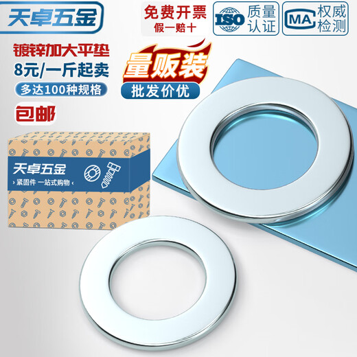 Tianzhuo Hardware carbon steel galvanized flat pad metal gasket extra large round thickened screw washer M3M4M5M6M8M10M12 M2*5*0.5 10000 pieces