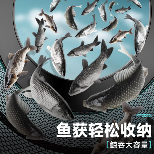 Fishing source fish protection fisherman bag black pit wild fishing equipment fish net bag fishing net thickened rubberized portable small fish protection net fishing gear accessories 33cm 2.5m competitive double ring thickened load-bearing