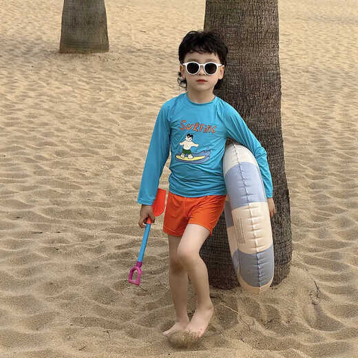 Zailu boys swimsuit 2025 new children's summer split swimsuit sun protection quick-drying swimsuit surfing suit seaside vacation kitten surfing swimsuit 100 100cm