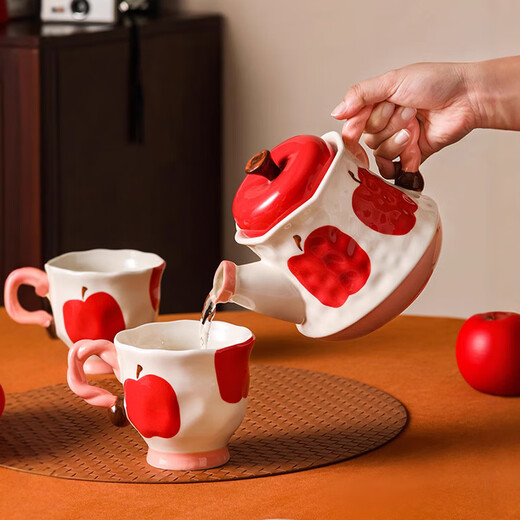 Meidu Cute Water Set Mug Coffee Cup Living Room Flower Tea Set Cup Complete Gift Box Birthday Housewarming Gift Red Apple Water Set Gift Box