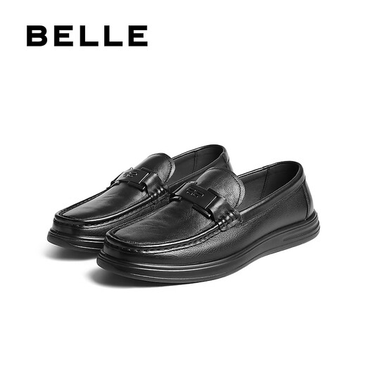 Belle Casual Business Loafers Men's 25 New Autumn Cow Leather Slip-On Peas Shoes A2130CM5 Black 42 (260mm)
